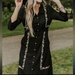 Roolee Women’s Small Black Embroidered Dress